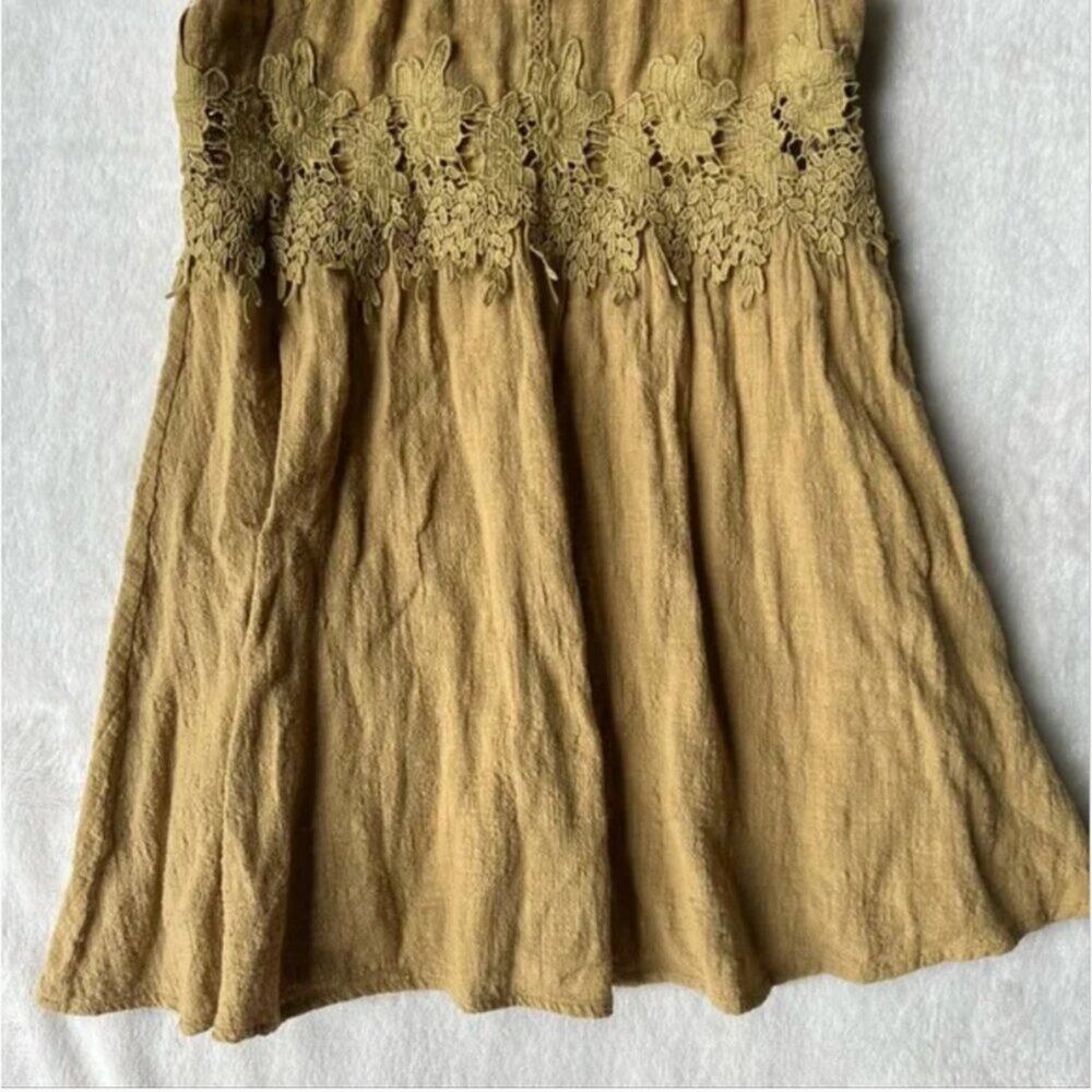 Lush Mustard Crochet Swing Mini Dress - Picture 3 of 6